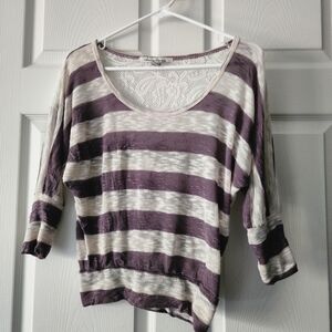 American Rag Top in Purple and Cream Stripes